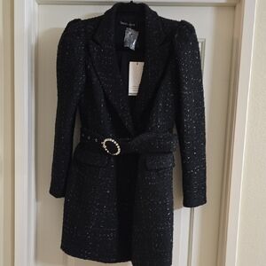 Lavish Alice Black Tweed Blazer with Belt